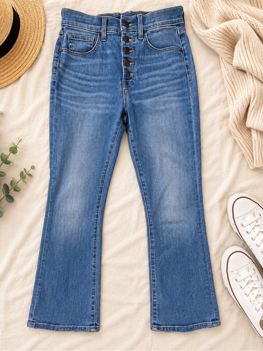 Veronica Beard Carly Kick Flare Jeans Women's 26 High Rise Button Fly Astra Wash